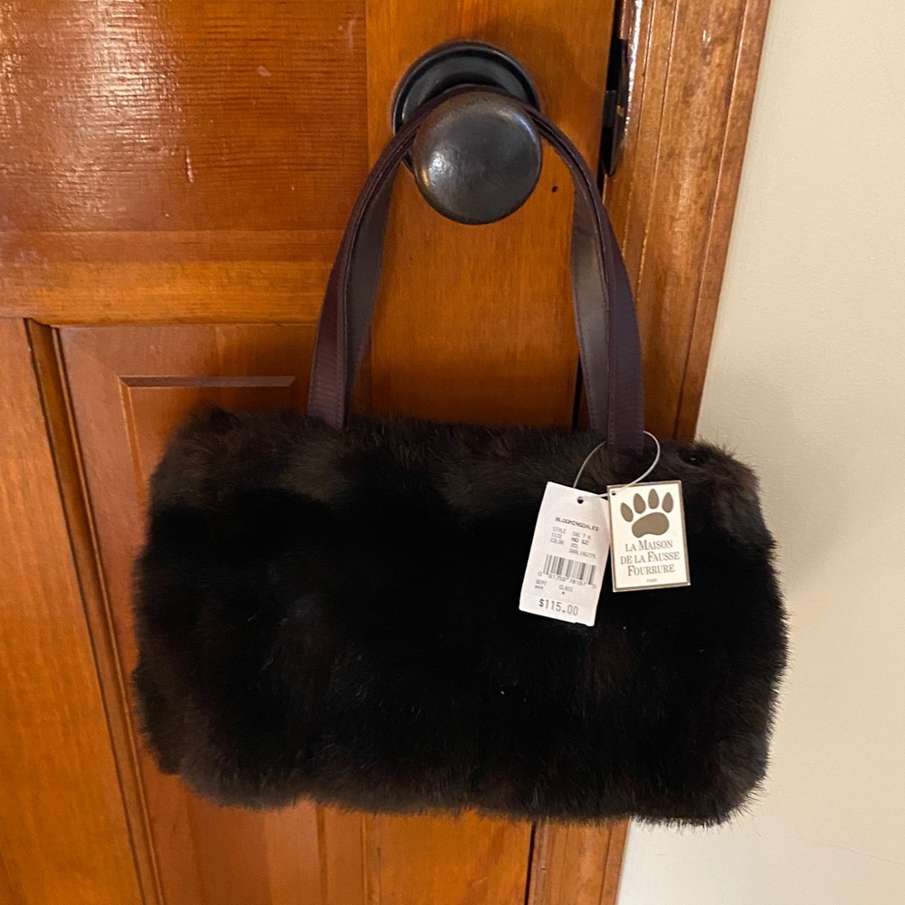 La Maison De La Prune Faux Fur Shoulder Bag - Dark Brown